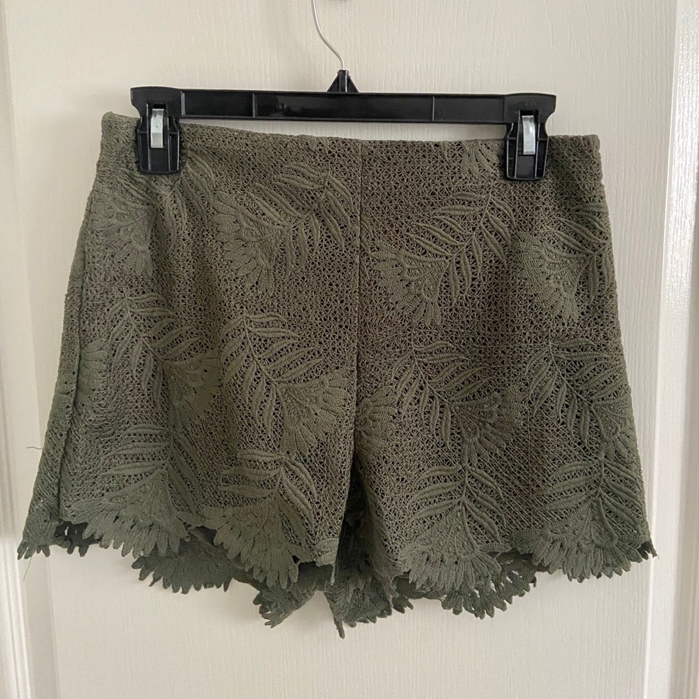 NWT! Olive Green Crochet Shorts